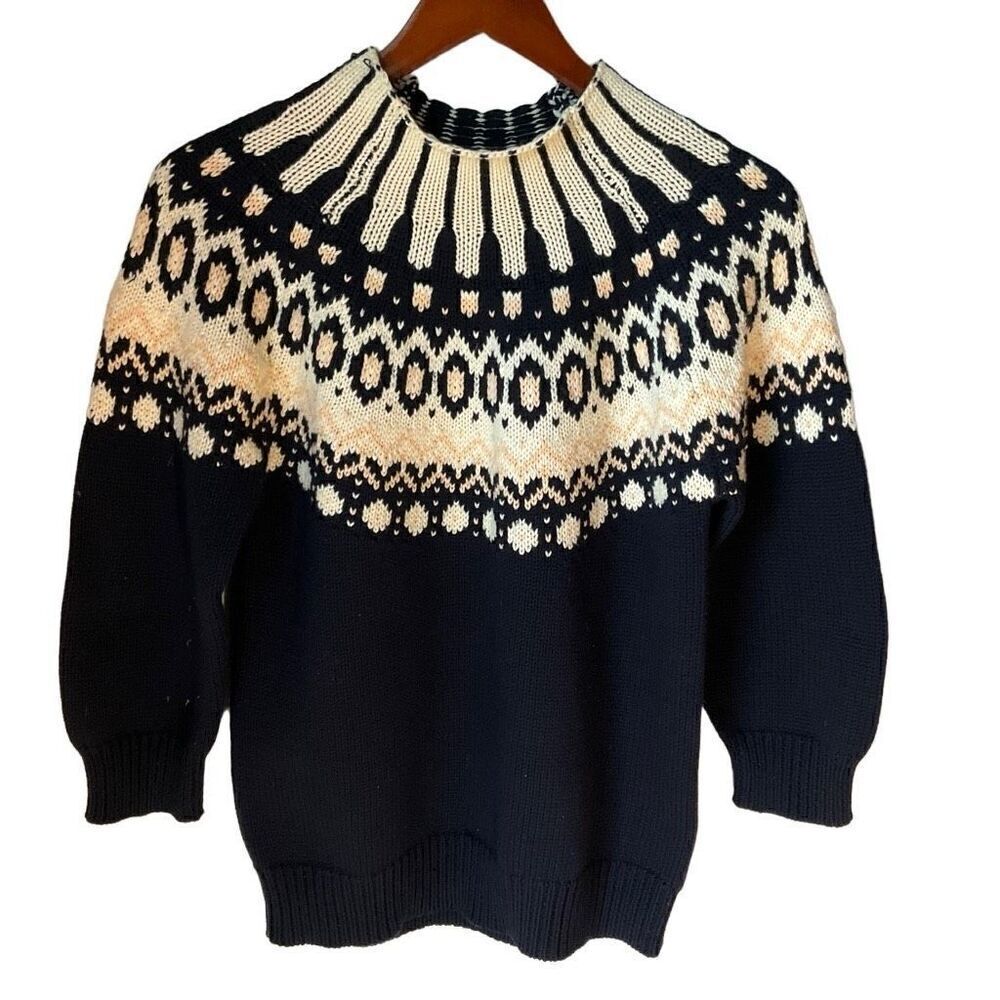 525 America Fair Isle Nordic Mock Neck, Large. Icelandic. Thick knit trendy cozy
